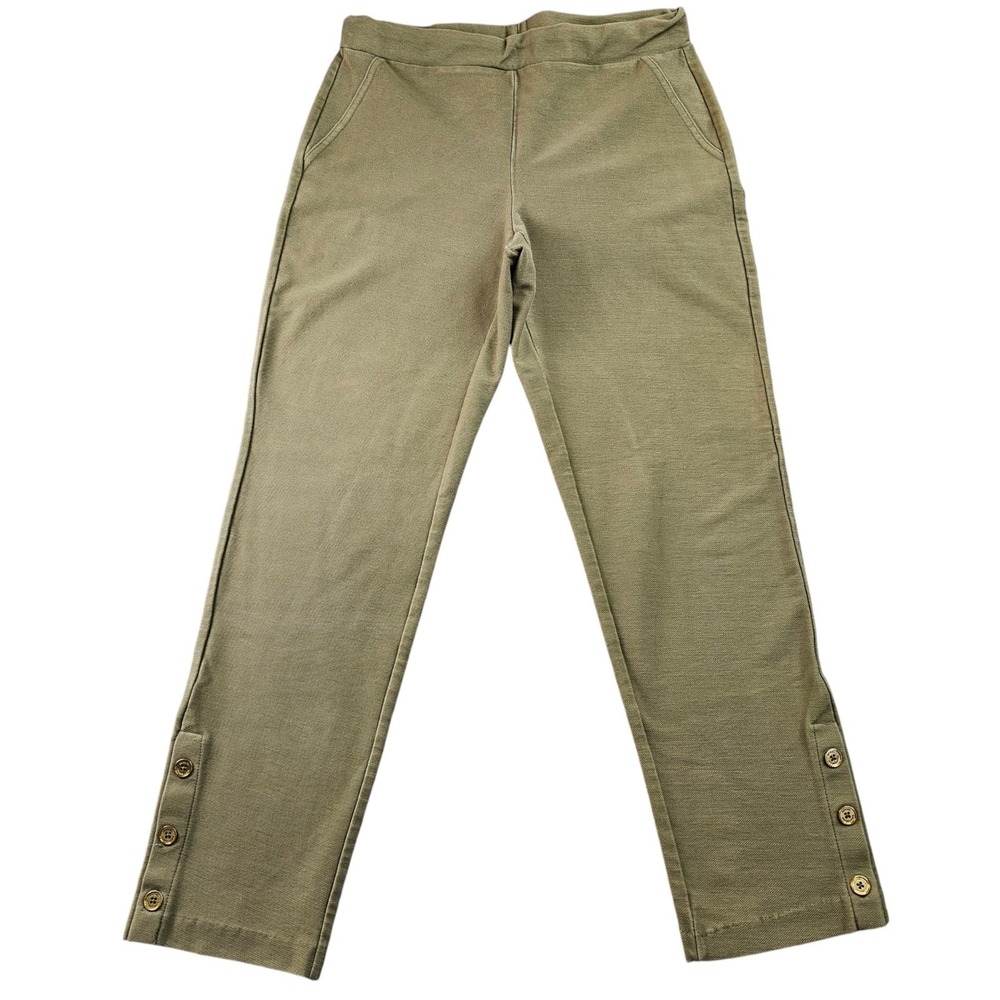 Michael Kors Ankle Pants Woman's Medium Green Stretch High Waisted Ankle Button
